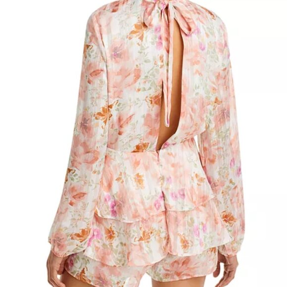 Endless Rose sz Medium watercolor floral open back romper - Picture 1 of 6